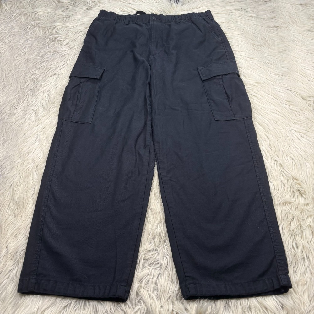 Muji Men's XL Black Twill Easy Cargo Pants Drawstring Street Japan Urban Skate